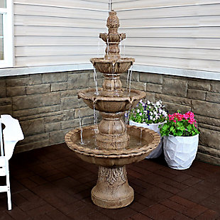 Sunnydaze 52" Outdoor 4-Tier Pineapple Water Fountain, , rollover