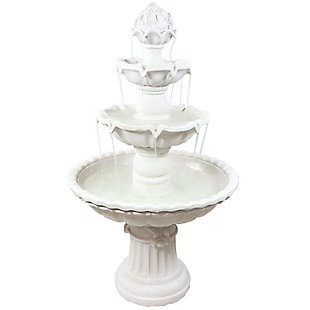 Sunnydaze 52" Outdoor 4-Tier White Water Fountain, , large