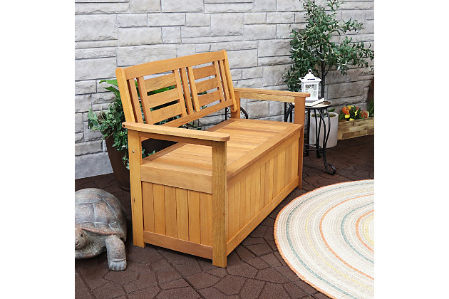 Outdoor Meranti Wood Storage Bench, Meranti Wood Outdoor Furniture