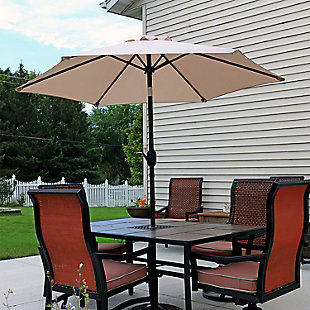 Sunnydaze 7.5' Outdoor Aluminum Patio Umbrella, Light Brown, rollover