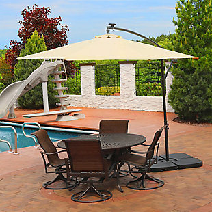 Sunnydaze Outdoor Offset Solar LED Patio Umbrella, , rollover