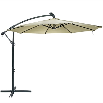 Sunnydaze Outdoor Offset Solar LED Patio Umbrella, , large