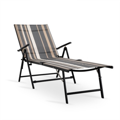 Nuu Garden Outdoor Textilene Chaise Lounger, Stripe, large