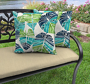 Jordan Manufacturing Outdoor 17" Accessory Throw Pillows with Welt (Set of 2), Hixon Caribe, rollover