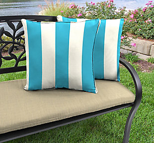 Jordan Manufacturing Outdoor 18" Accessory Throw Pillows with Welt (Set of 2), Cabana Turquoise, rollover