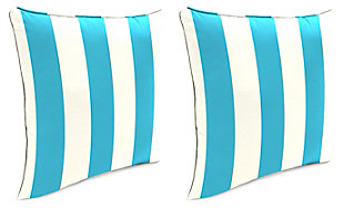 Jordan Manufacturing Outdoor 18" Accessory Throw Pillows with Welt (Set of 2), Cabana Turquoise, large