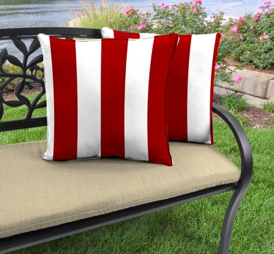 Jordan Manufacturing Outdoor 18" Accessory Throw Pillows with Welt (Set of 2), Red, large