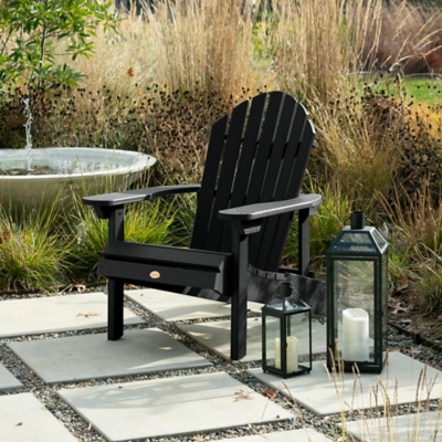 Highwood® Hamilton Outdoor Folding and Reclining Adirondack Chair, Black, large