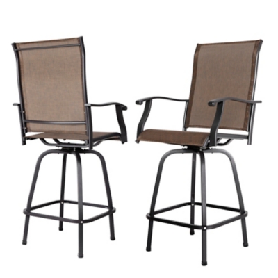 Nuu Garden Outdoor Patio Textilene Swivel Bar Stools (Set of 2), , large