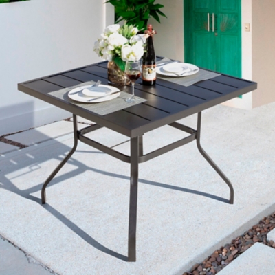 P600004546 Nuu Garden Outdoor Square Dining Table, Black sku P600004546