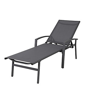 Nuu Garden Outdoor Reclining Chaise Lounge, Dark Gray, large