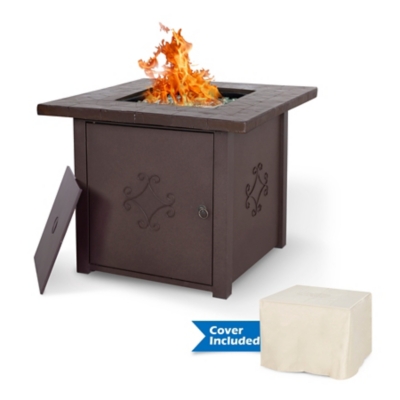 Sunnydaze Decor 29-in W 40000-BTU Brown Concrete Propane Gas Fire Pit Table  in the Gas Fire Pits department at