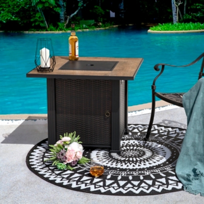 Nuu Garden 30" Outdoor Steel Fire Pit Table, , large