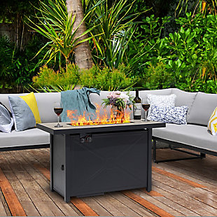 Nuu Garden Outdoor Steel Propane Fire Pit Table with Cover, , rollover