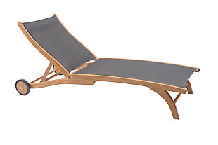 HiTeak Pearl Outdoor Chaise Lounge with Wheels, Taupe, large