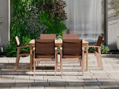 Amazonia 7-Piece Outdoor Patio Dining Set, Light Brown/Brown, rollover