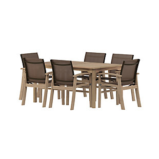 Amazonia 7-Piece Outdoor Patio Dining Set, Brown, large