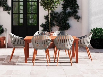 P600004733 Amazonia 7-Piece Outdoor Patio Dining Set, Brown/G sku P600004733