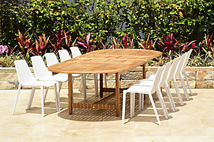 Amazonia 11-Piece Outdoor Patio Dining Set, Brown/White, rollover