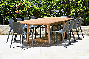 Amazonia 11-Piece Outdoor Patio Dining Set, Brown/Gray, large