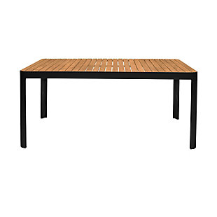 Armen Living Portals Outdoor Dining Table, Black/Gray, large