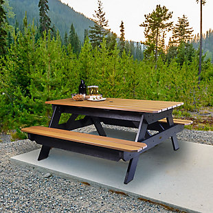 Sequoia National Outdoor Commercial Grade Picnic Table, Saddle, rollover