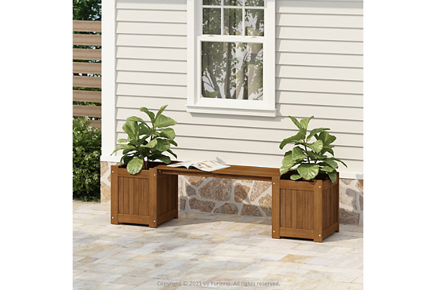 Furinno Tioman Outdoor Series bring the relaxed lifestyle from the tropical islands to your backyard. This series include armchairs, bench, coffee table, footstool and flower boxes. You can complete the look with a whole set, or simply pick one or two to add to your existing settings. Whether you want to enjoy a cup of coffee with your loved ones while watching the sun set, or read a book alone in a free sunny afternoon, Furinno provides the perfect product to fit your needs and fit on your budget. Manufactured from Malaysian dark red Meranti wood and treated with teak oil, Tioman outdoor series are more durable and water resistant. You can use them in backyard, garden or patio. A simple attitude towards lifestyle is reflected directly on the design of Furinno Furniture, creating a trend of simply nature. All the products are produced and packed 100-percent in Malaysia. It is recommended to treat with suitable wood oil at least once a year to maintain the original appearance. Please follow the care instruction that comes in the package for details. Pictures are for illustration purpose. All decor items are not included in this offer.Dark red meranti wood treated with teak oil: more durable and water resistant. | Great for use in back yard, garden or patio. Natural color blends easily with your outdoor furniture. | Fits in your space, fits on your budget. Easy assembly with instruction provided. | Removable bench for sitting. | Product dimension: 68.5(w)x17.9(h)x15.8(d) inches. | Weight capacity: 350 lbs