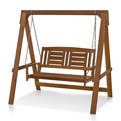 Furinno Tioman Outdoor Water Resistant Hanging Porch Swing with Stand, , large