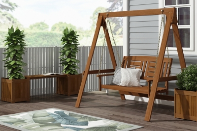 Arianna hardwood hanging porch 2024 swing with stand