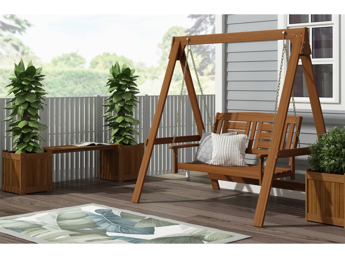 Furinno tioman hardwood hanging porch swing sale