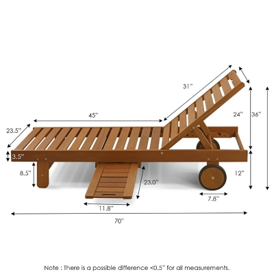 Sun lounger dimensions diagram