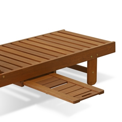 Outdoor wooden sun lounger with slatted seat and legs