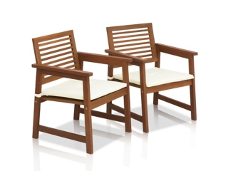 Furinno Tioman Outdoor Hardwood Armchair with Cushion (Set of 2)