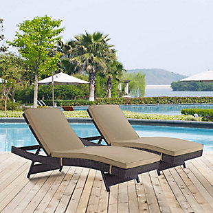 Modway Convene Outdoor Weather Resistant Chaise (Set of 2), Espresso/Mocha, rollover