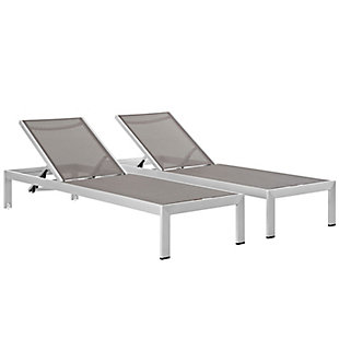 Modway Shore Outdoor Chaise (Set of 2), Silver/Gray, large
