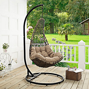 Modway Abate Outdoor Weather Resistant Swing Chair, Black/Mocha, rollover
