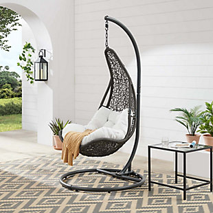 Modway Abate Outdoor Weather Resistant Swing Chair, Gray/White, rollover