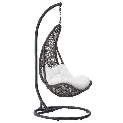 Modway Abate Outdoor Weather Resistant Swing Chair, Gray/White, large