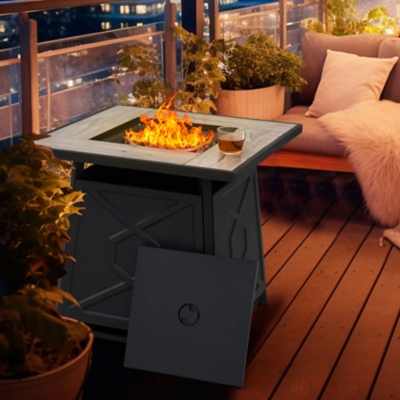 Nuu Garden Outdoor Fire Pit Table, Black