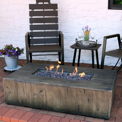Sunnydaze Decor Rustic Faux Wood Propane Gas Fire Pit Table with Cover - 48-Inch, , large