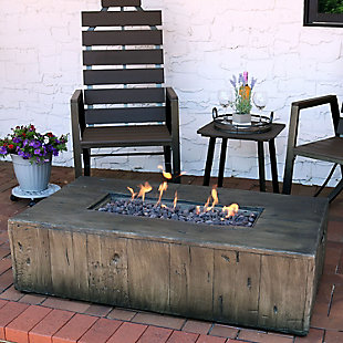 Sunnydaze Decor Rustic Faux Wood Propane Gas Fire Pit Table with Cover - 48-Inch, , rollover