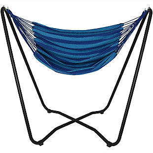 Sunnydaze Decor Hanging Hammock Chair Swing with Sturdy Space-Saving Stand - Beach Oasis, , large