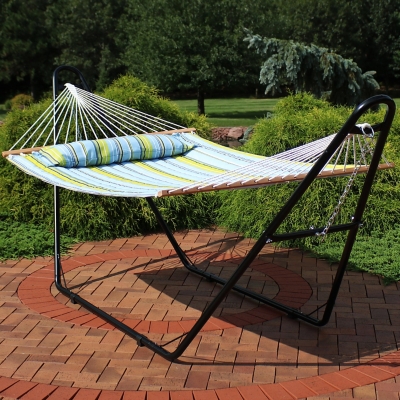 Sunnydaze Quilted Hammock W/ Universal Steel Stand -Sandy Beach