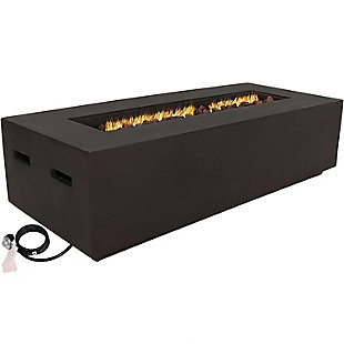 Sunnydaze Decor Brown Propane Gas Fire Pit Coffee Table with Lava Rocks - 56-Inch, , large