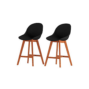 Amazonia Set of 2 Patio Bar Chairs, Brown/Black, large