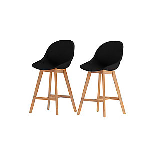 Amazonia Set of 2 Patio Bar Chairs, Light Brown/Black, large