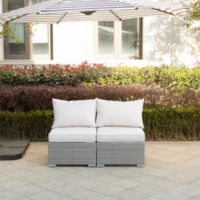 Westin Outdoor Westwend 64" Wide Armless Wicker Loveseat with Cushions, , rollover