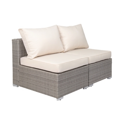 Westin Outdoor Westwend 64" Wide Armless Wicker Loveseat with Cushions, , large