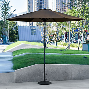 Westin Outdoor 9' Patio Umbrella With Tilt and Crank Lift, Brown, rollover