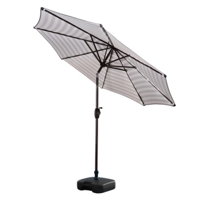 Westin Outdoor 9-Ft Market Patio Umbrella with Square Fillable Weight Base, Gray Stripe, large